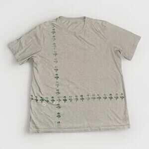 Vintage Abstract Green Bust Print T-Shirt Gray Minimal Art Graphic Tee XL